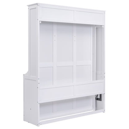 Queen Size Murphy Bed with a Shelf, White