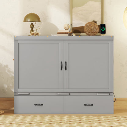 Queen Size Murphy with USB Port and a Large Drawer, Gray