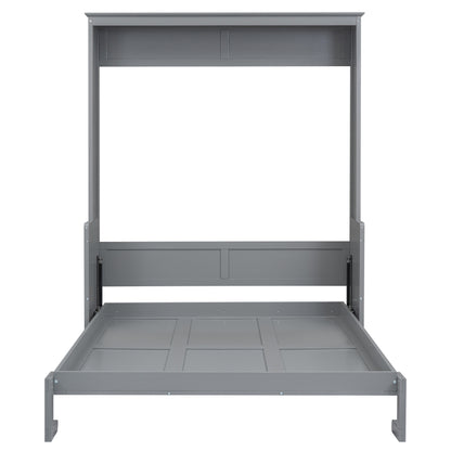 Queen Size Murphy Bed with a Shelf, Gray