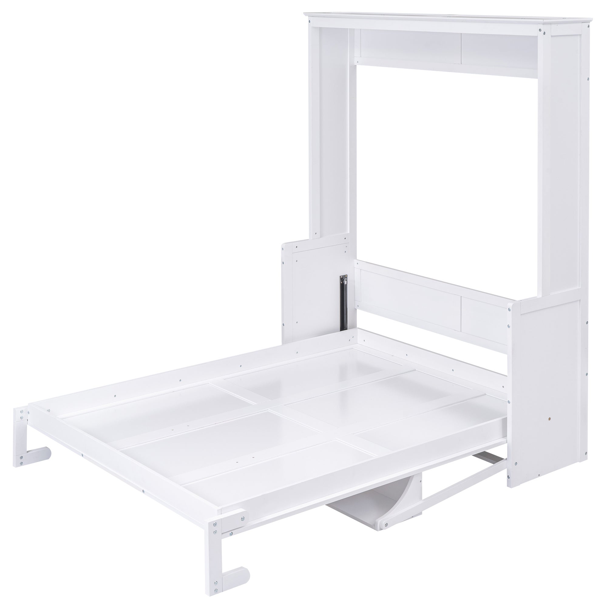 Queen Size Murphy Bed with a Shelf, White