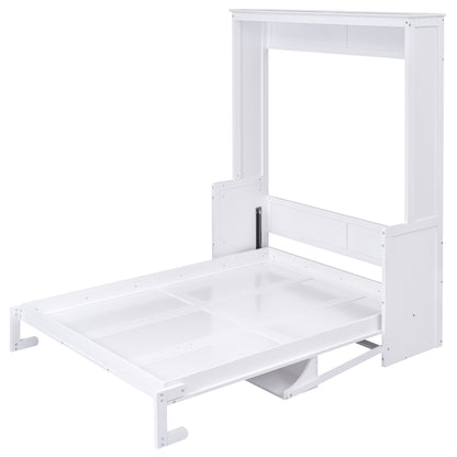 Queen Size Murphy Bed with a Shelf, White