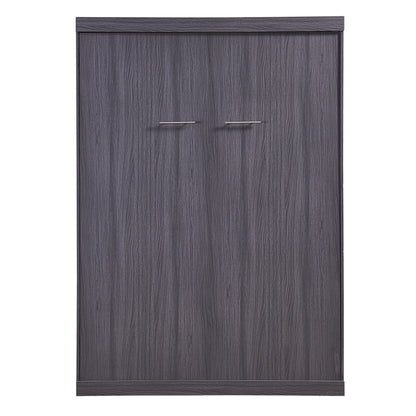 Full Size Murphy Bed with Wardrobe and Drawers, Gray