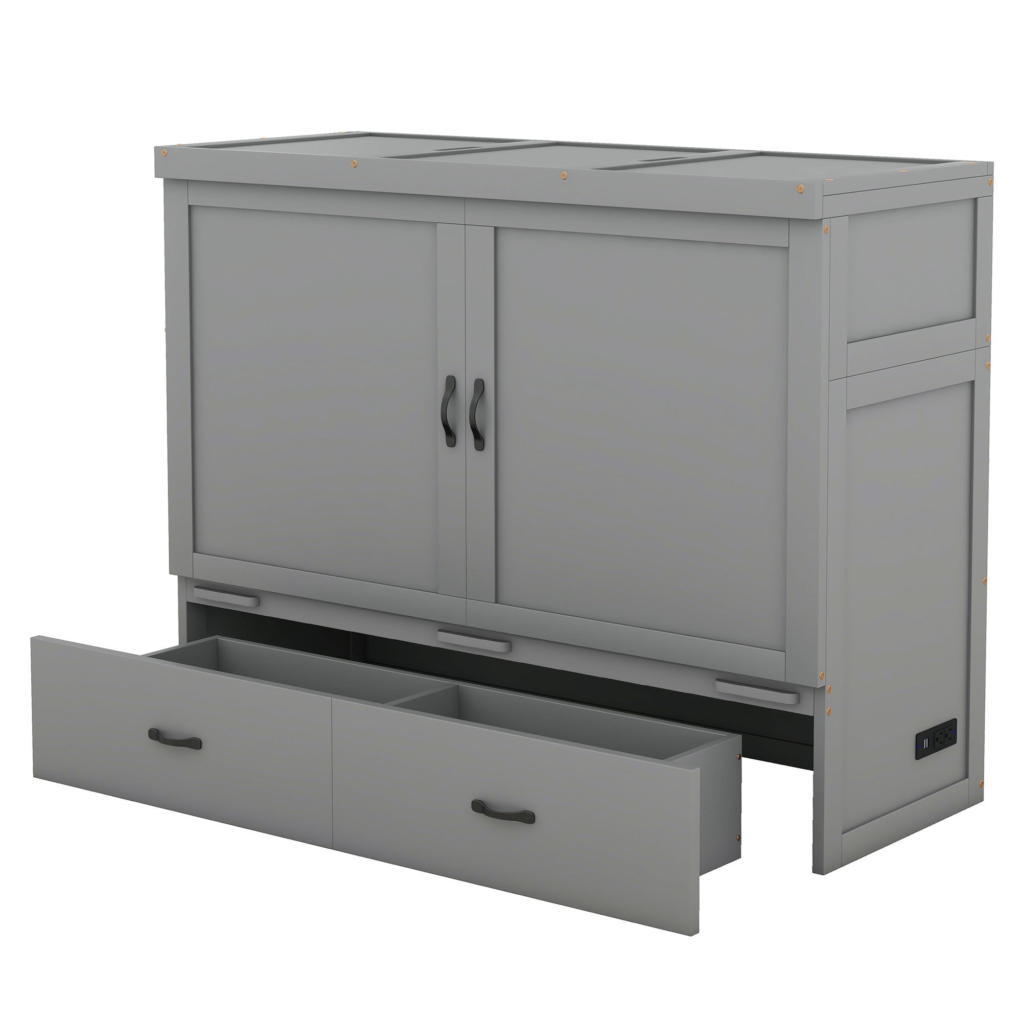 Queen Size Murphy with USB Port and a Large Drawer, Gray