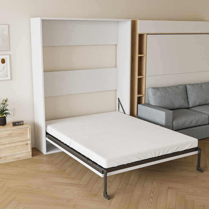 Morden Deisgn Full Size Vertical Murphy Bed, White