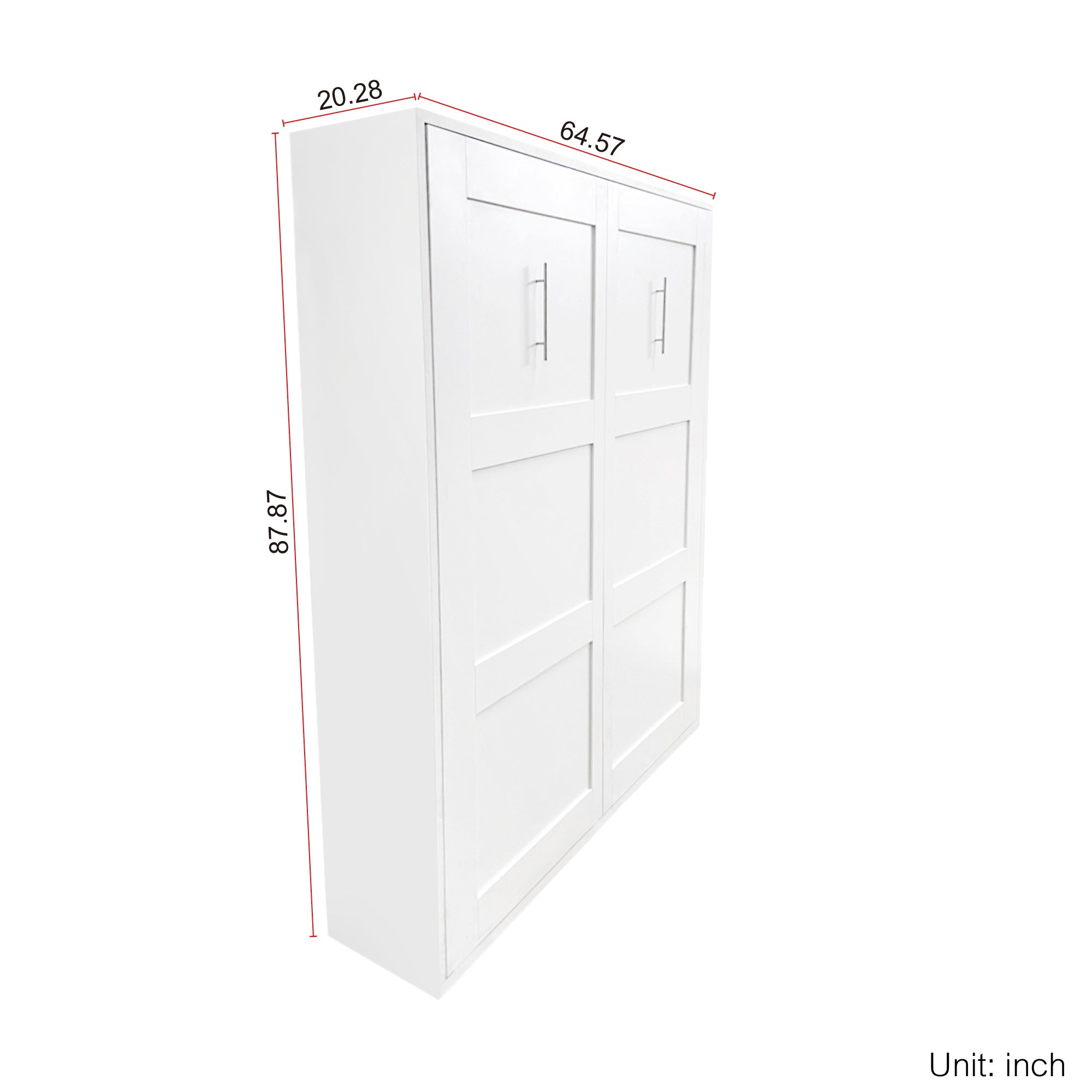 Morden Deisgn Full Size Vertical Murphy Bed, White