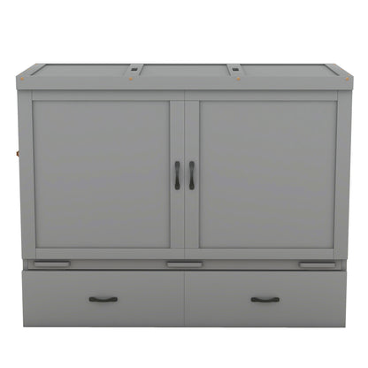 Queen Size Murphy with USB Port and a Large Drawer, Gray