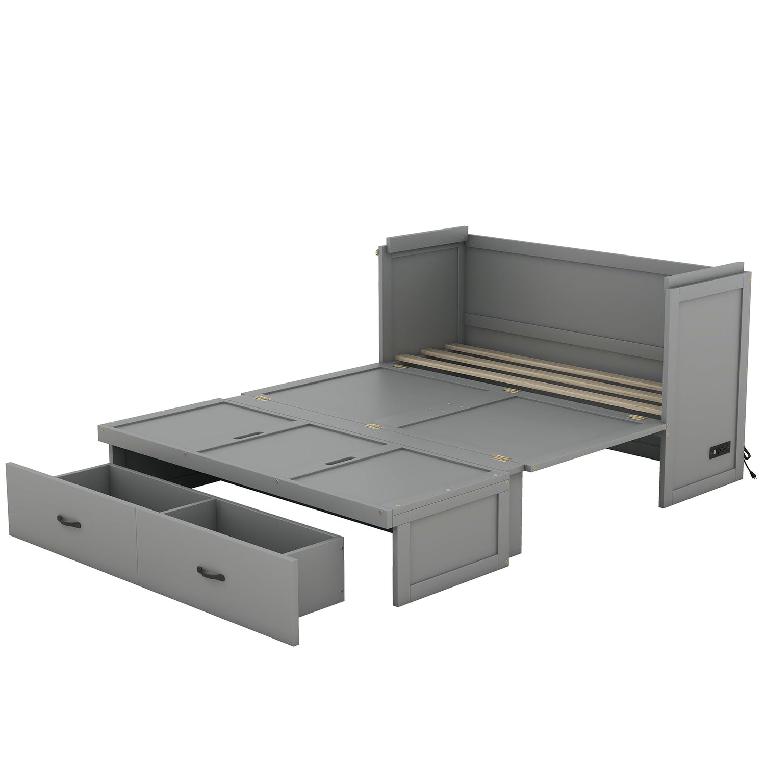 Queen Size Murphy with USB Port and a Large Drawer, Gray