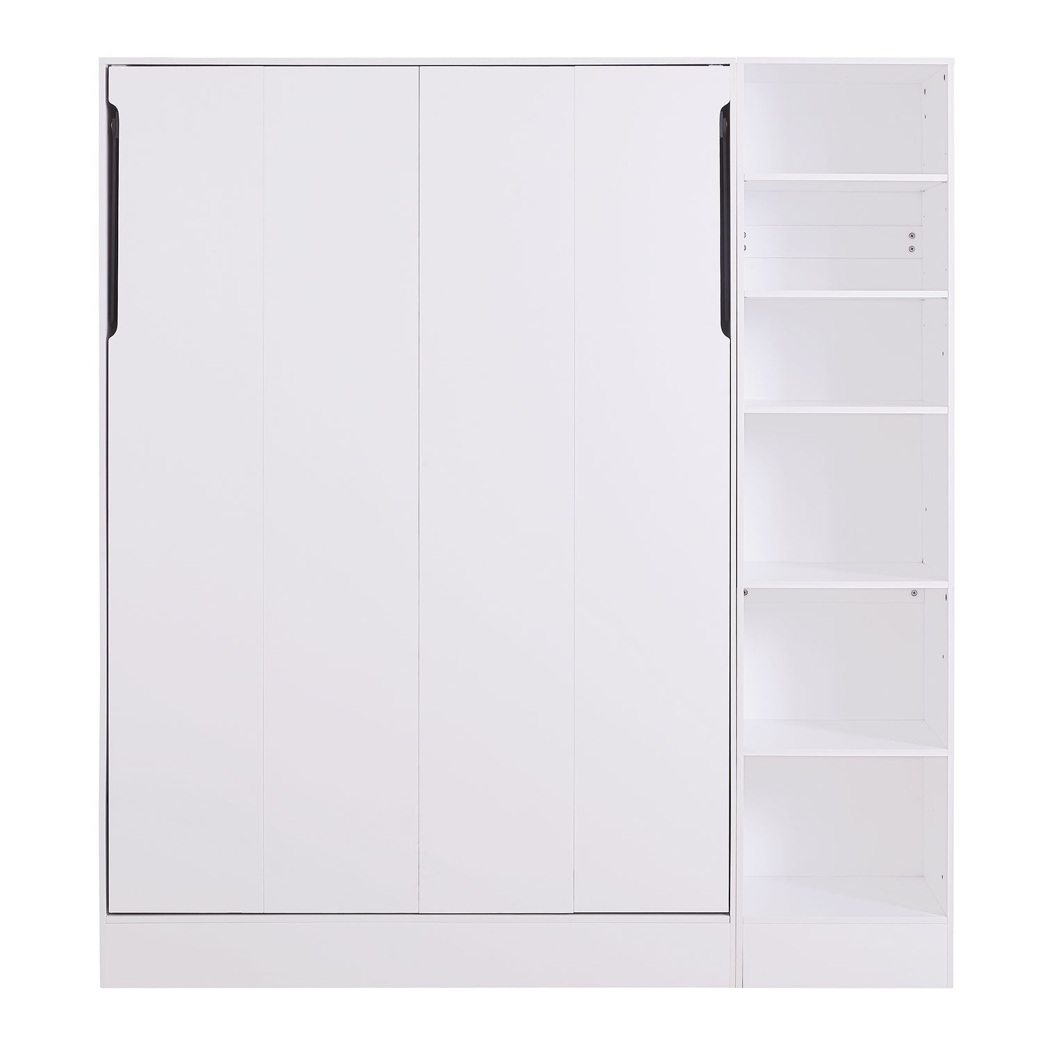 Full Size Murphy Bed Wall Bed with Sofa and Shelves, White