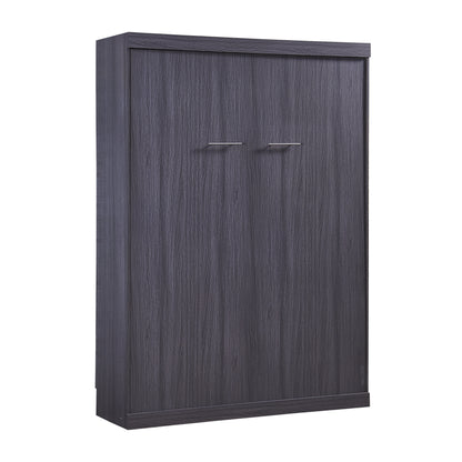 Full Size Murphy Bed with Wardrobe and Drawers, Gray