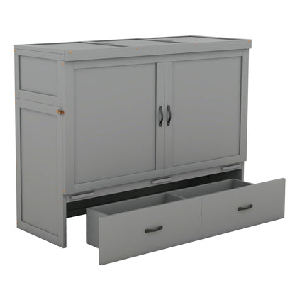 Queen Size Murphy with USB Port and a Large Drawer, Gray