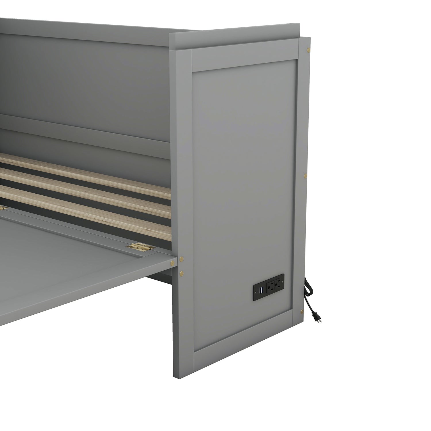 Queen Size Murphy with USB Port and a Large Drawer, Gray